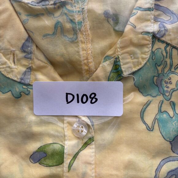 Fresh Produce Women Button Front Cotton Shirt USA Made Yellow Floral Medium D108 - Picture 10 of 10